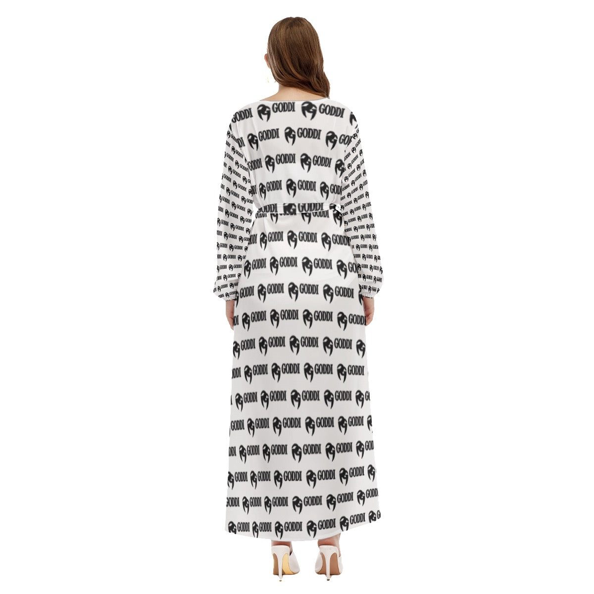 Goddi-GG All-Over Print Women's Beach Long Robe, Size s