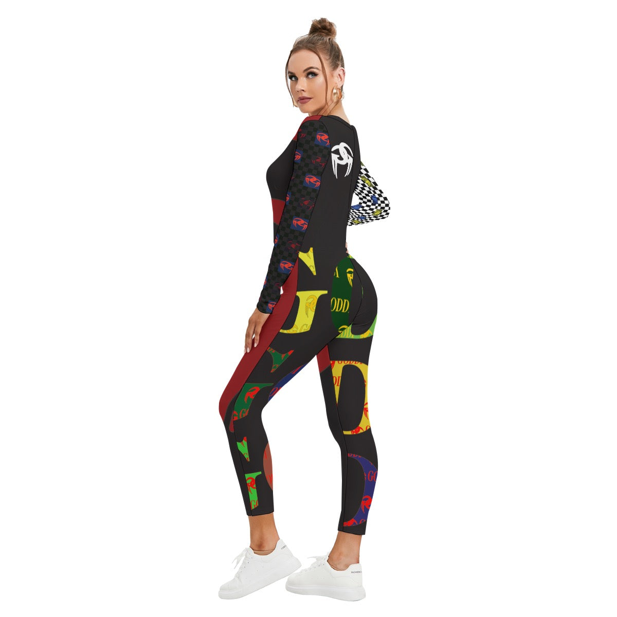 All-Over Print Women's Plunging Neck Jumpsuit