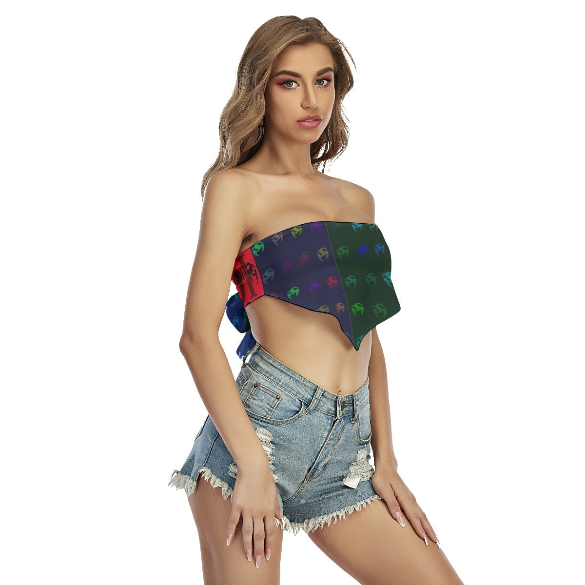 GODDI All-Over Print Women Sexy Triangle Tube Top, M $42.40