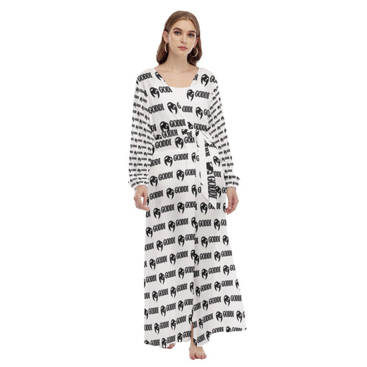 Goddi-GG All-Over Print Women's Beach Long Robe, Size s