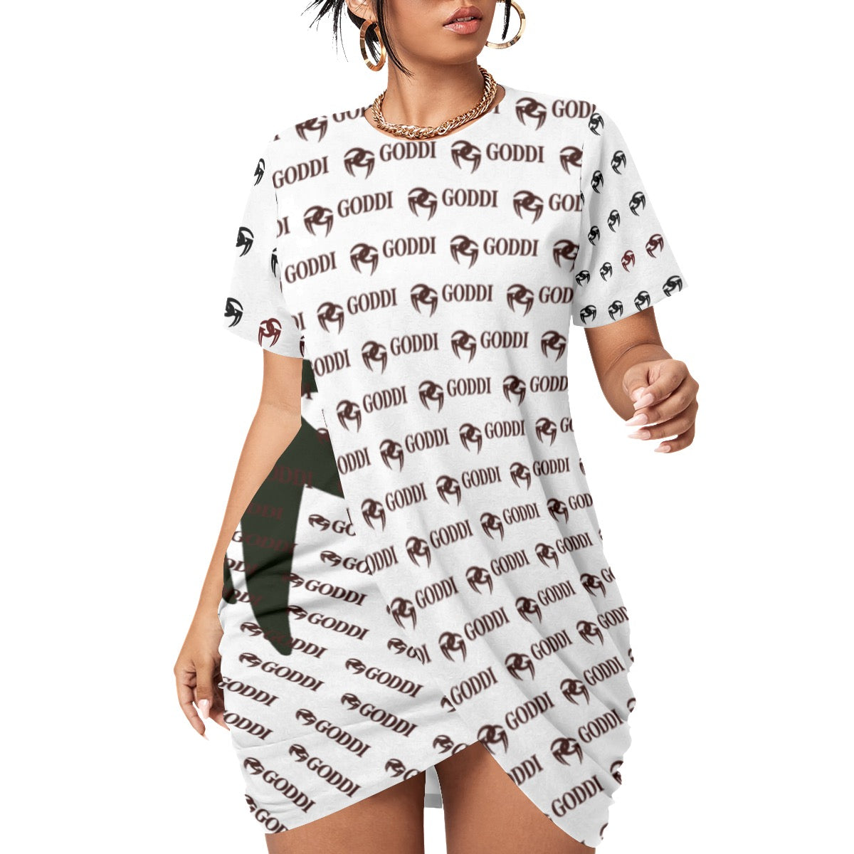 Goddi Women stacked Hem Dress With Short Sleeve, M $120.00