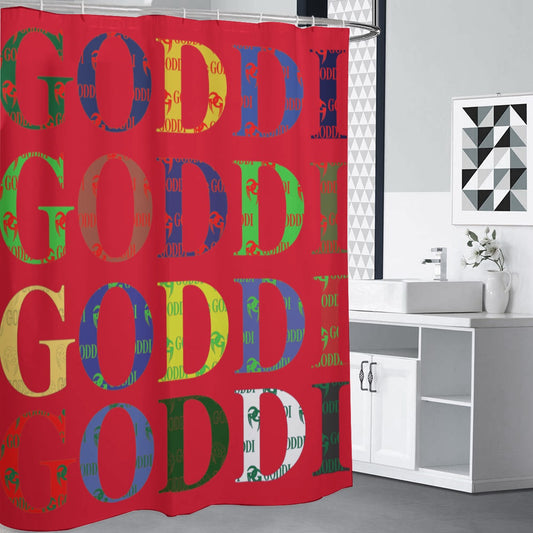 GODDI Luxury Texts & Double G Logo With Fangs Waterproof Shower Curtain