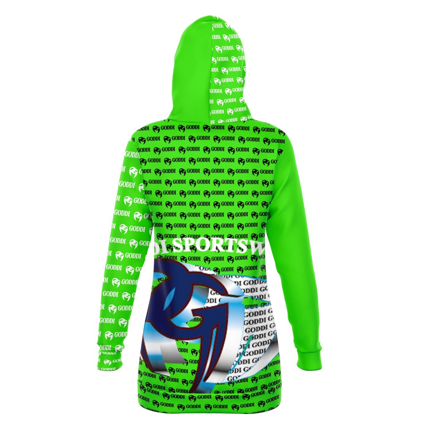 GODDI - Logo Print Lime Green Women’s Athletic GG Longline Hood -xs